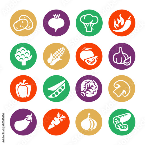 Vegetables vector web icon set
