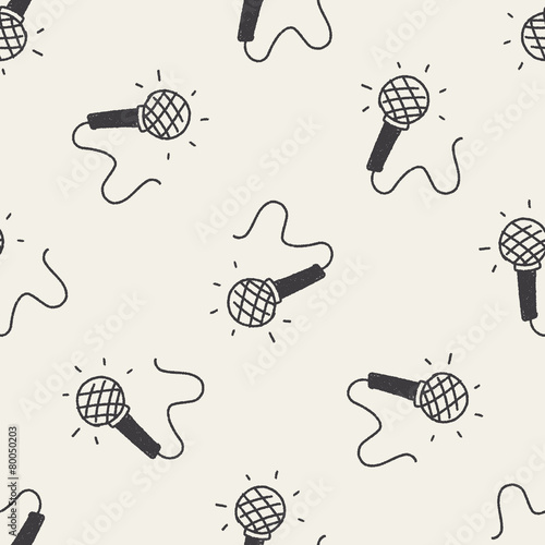 doodle microphone seamless pattern background