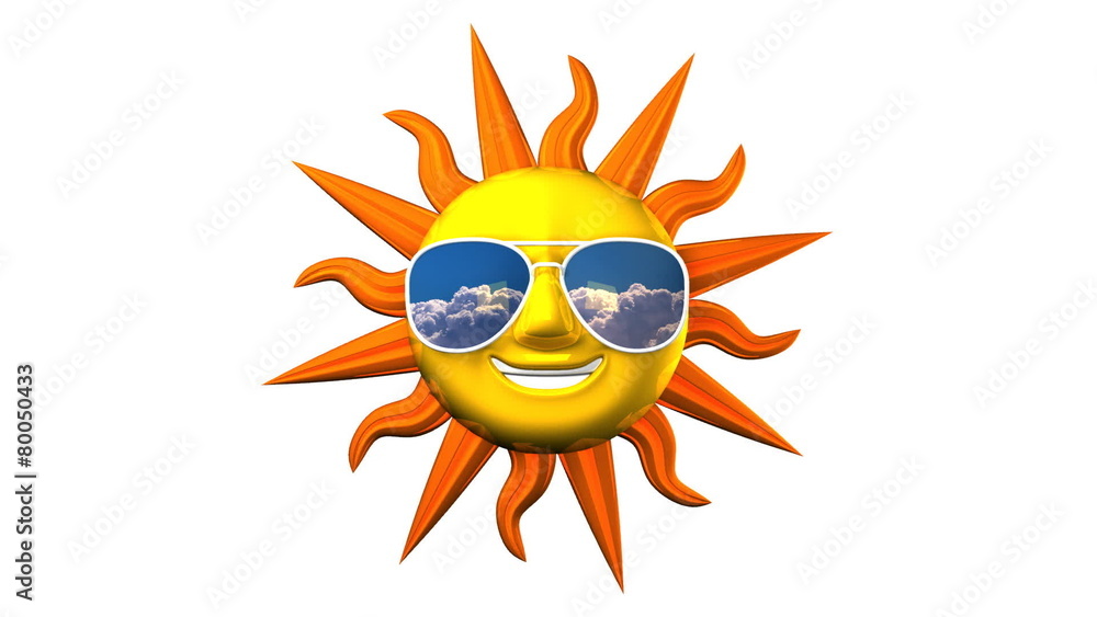 Smiling Sun With Sunglasses On White Background Smiling Sun With Sunglasses On White Background