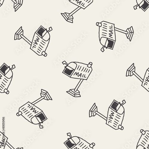 Doodle Mailbox seamless pattern background