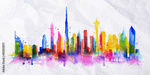 Silhouette overlay city Dubai
