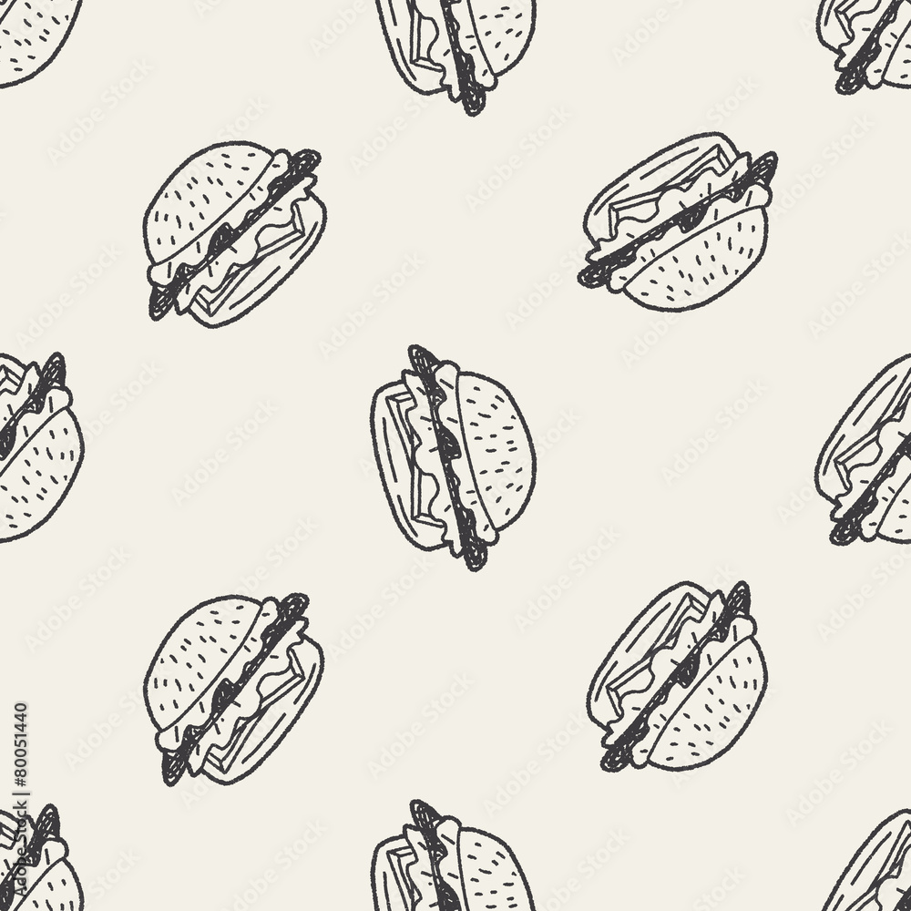 Doodle Hamburger seamless pattern background Doodle Hamburger seamless pattern background