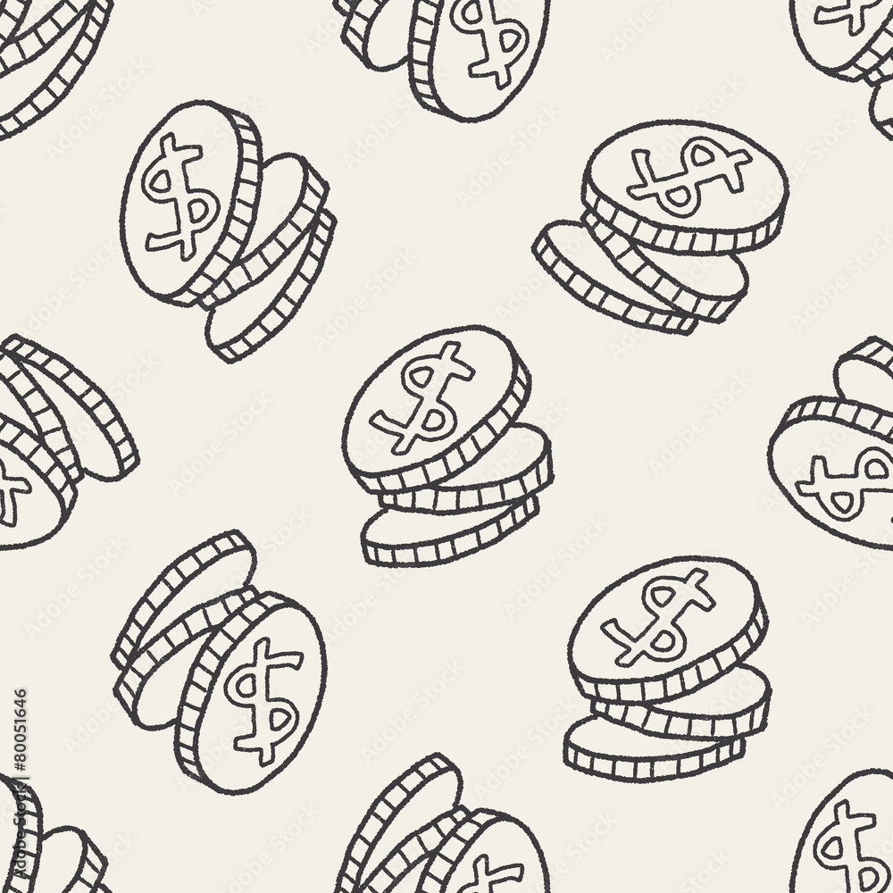 Doodle Coin seamless pattern background Doodle Coin seamless pattern background