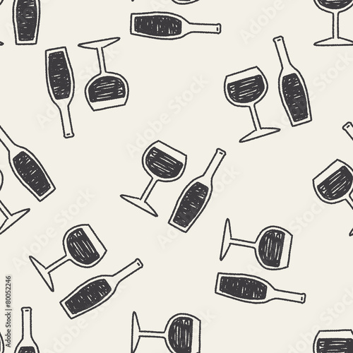 Doodle Wine seamless pattern background
