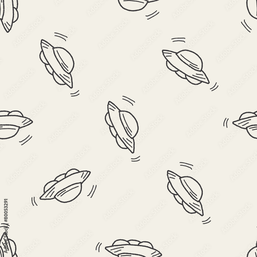 Doodle Ufo seamless pattern background