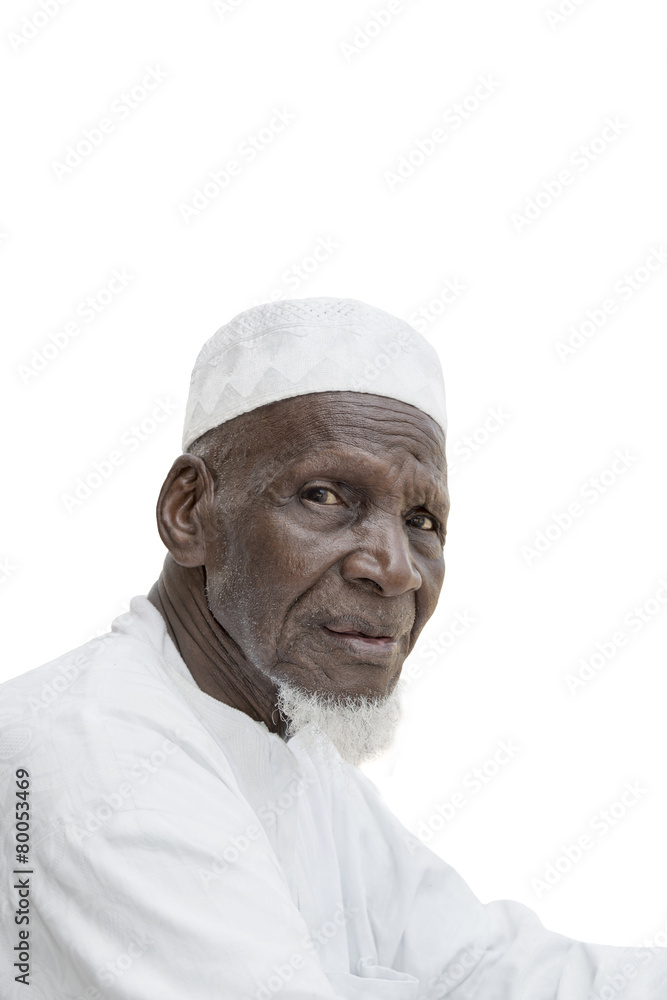 Man wearing a white garment, eighty years old Man wearing a white garment, eighty years old