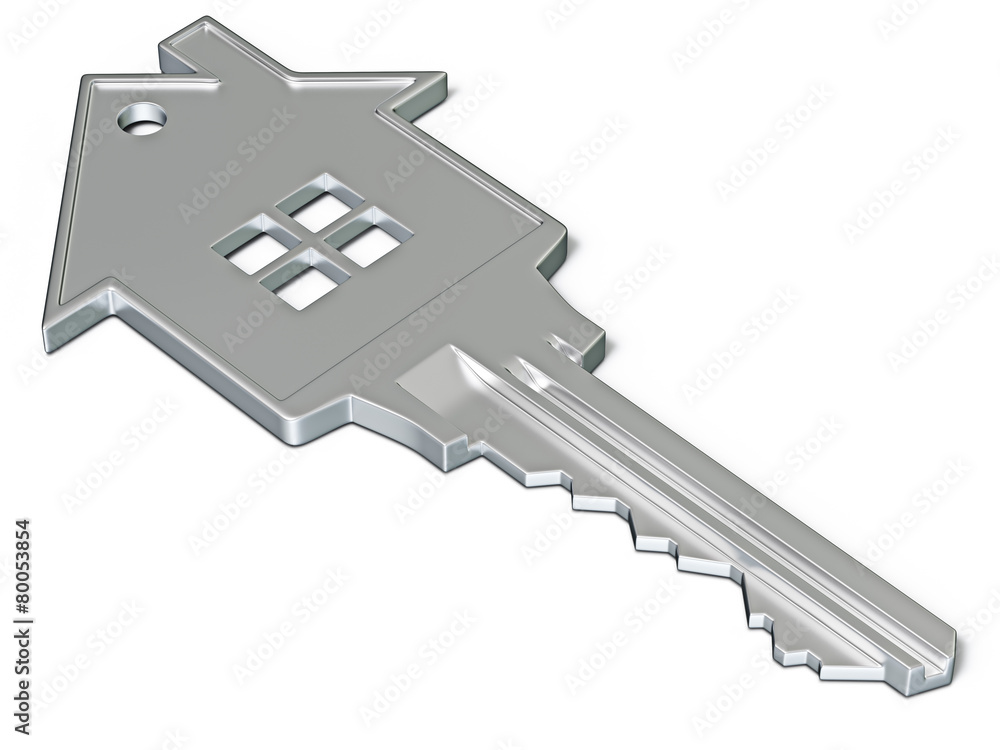 House shaped key isolated on white House shaped key isolated on white