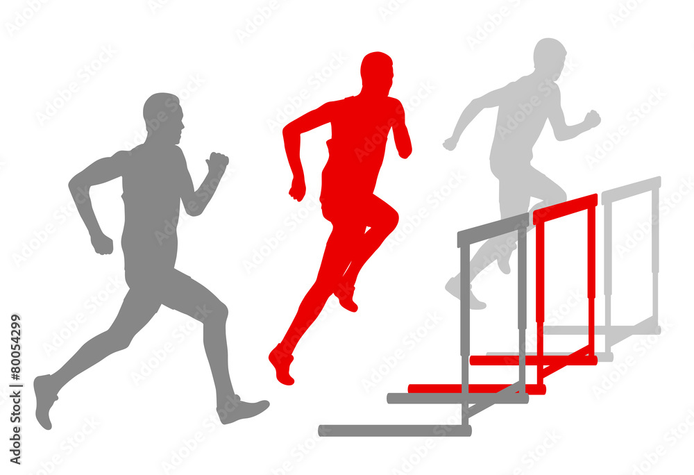 Hurdle race man barrier running vector background winner