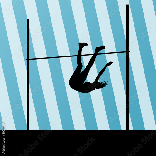 High jump woman vector abstract background