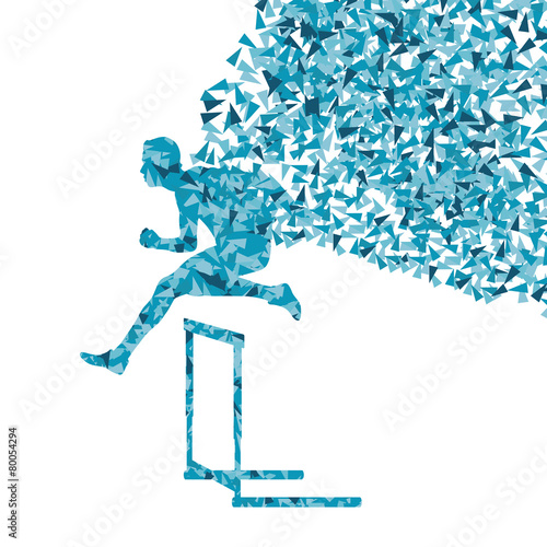 Hurdle racer man barrier running vector background