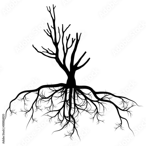 Tree with roots background vector pollution concept