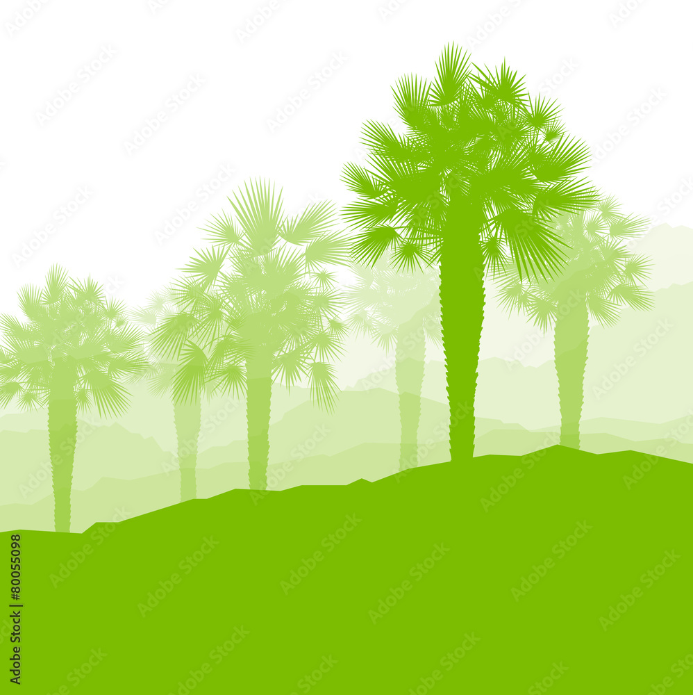 Obraz premium Palm tree landscape ecology environment green concept background