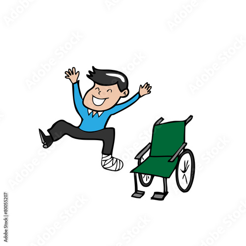 Man broken leg plaster cast wheelchair