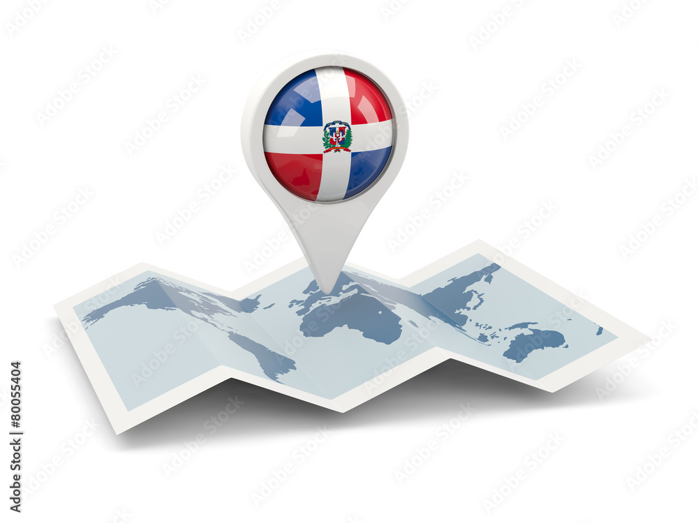 Naklejka premium Round pin with flag of dominican republic