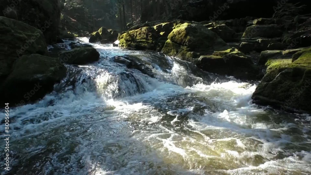 Wild river with rocks covered with moss Wild river with rocks covered with moss