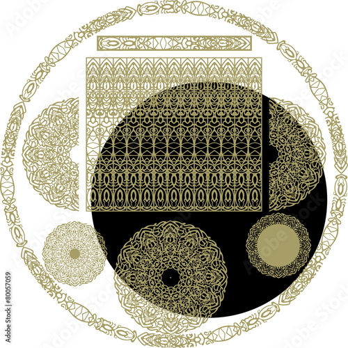 Set of linear decorations.