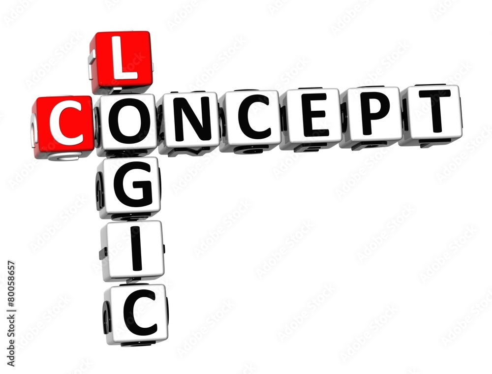 3D Crossword Logic Concept on white background 3D Crossword Logic Concept on white background