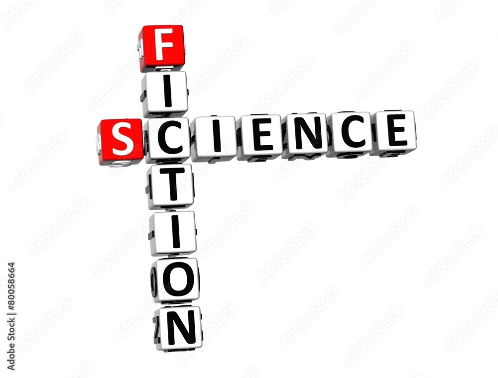 3D Crossword Science Fiction on white background 3D Crossword Science Fiction on white background