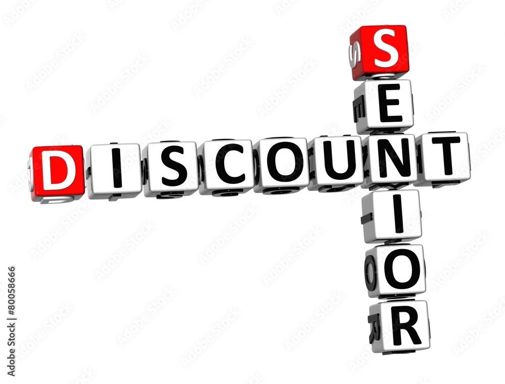 3D Crossword Senior Discount on white background 3D Crossword Senior Discount on white background