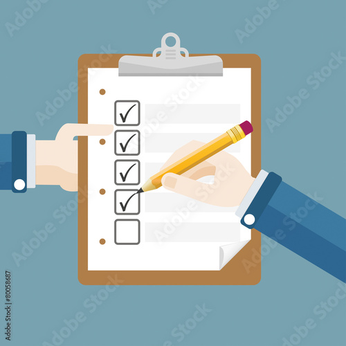 Hands Clipboard Pencil Checklist