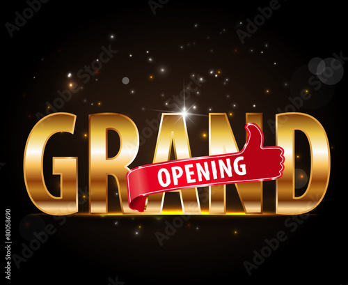 grand opening golden typography graphic design - vector eps10