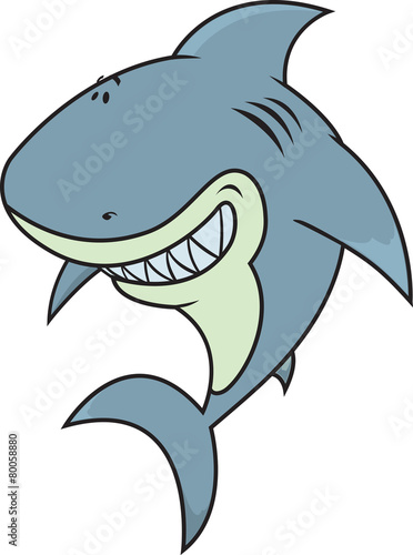 Happy,silly looking great white shark isolated