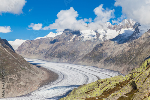 View of the Aletsch glacier on Mountains