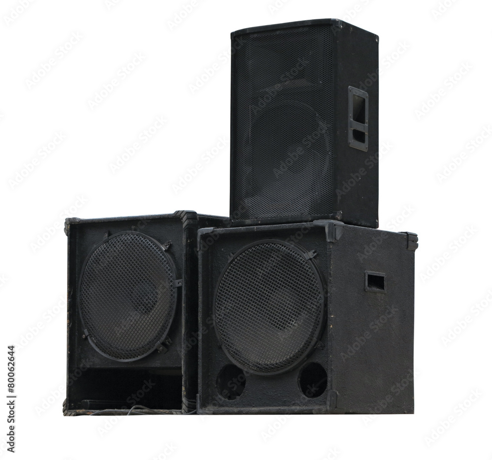 Fototapeta premium Old powerful stage concerto audio speakers isolated