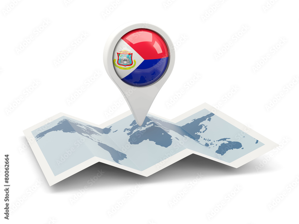 Naklejka premium Round pin with flag of sint maarten