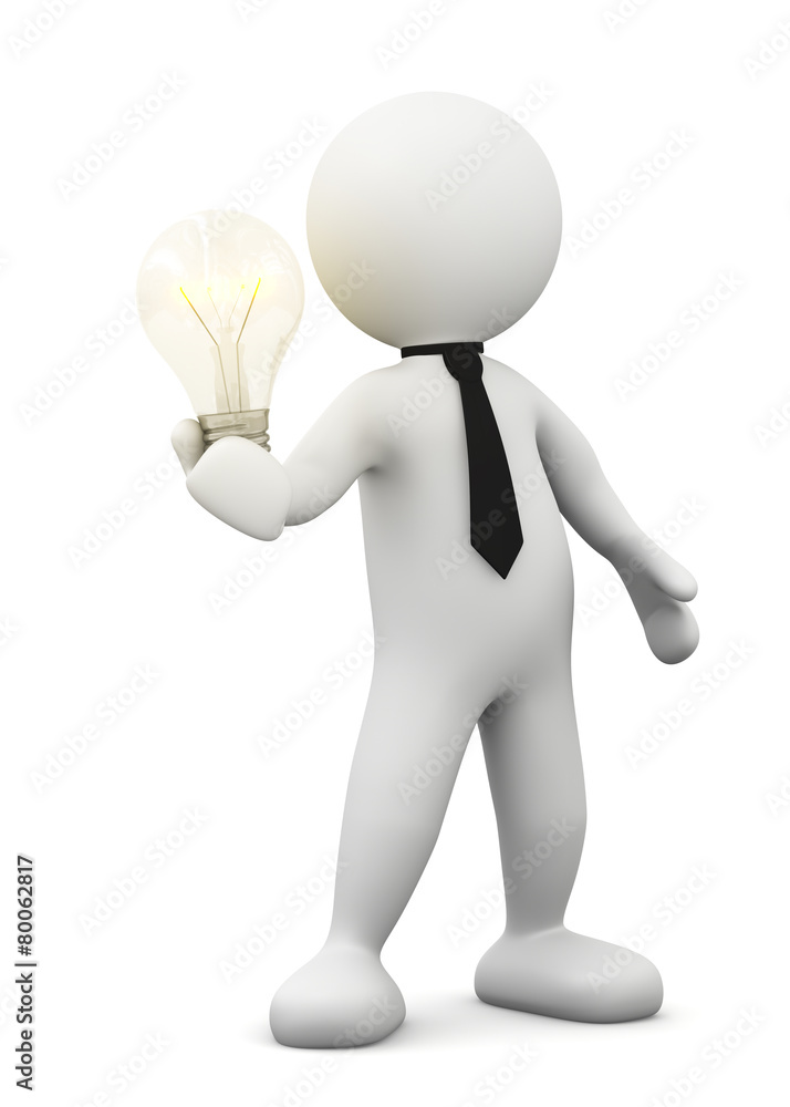omino bianco con lampadina Stock Illustration | Adobe Stock