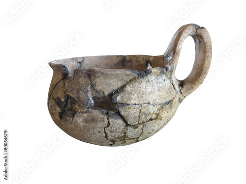 prehistoric pottery isolated over white