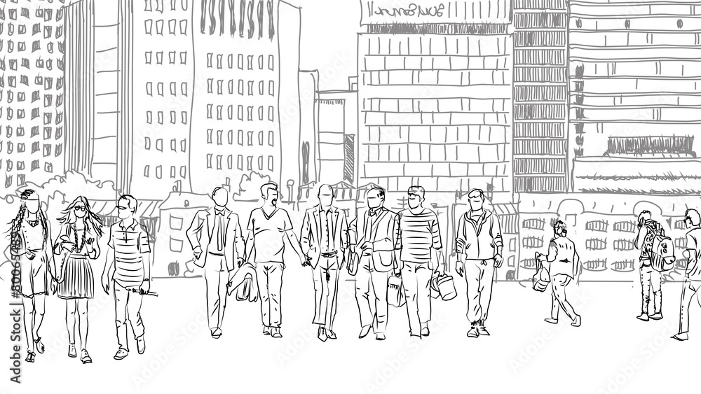  People and tourists inLondon, Sketch 