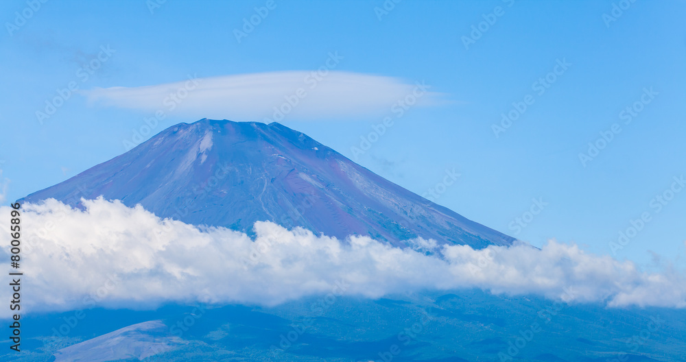 Top of Mountain Fuji with cloud in summer season