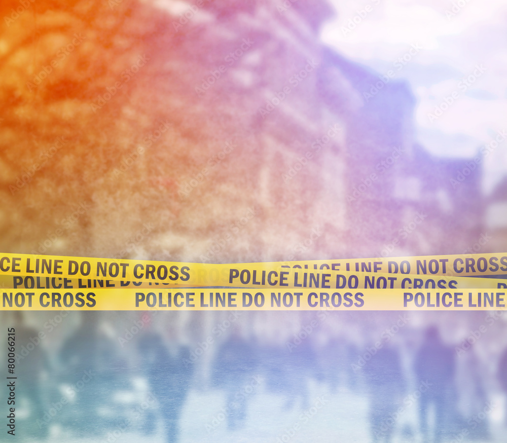 Naklejka premium Police Line Headband Tape On the Street