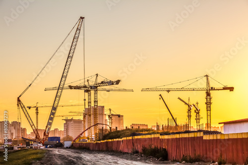 silhouette of construction site