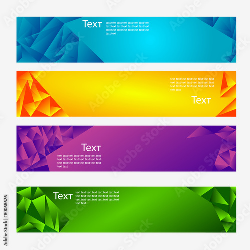 Set of 4 colored bright colored horizontal mosaic banners.