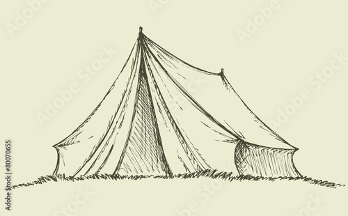 Tourist tent. Vector drawing