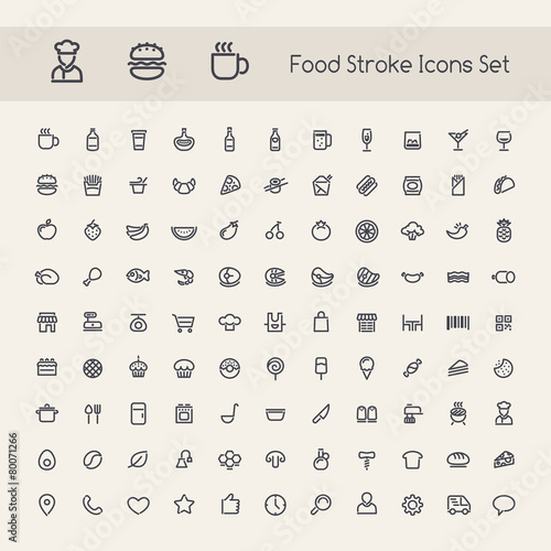 Set of Stroke Food Icons