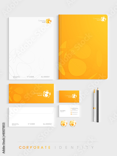 Corporate identity kit for business in white and yellow colors.