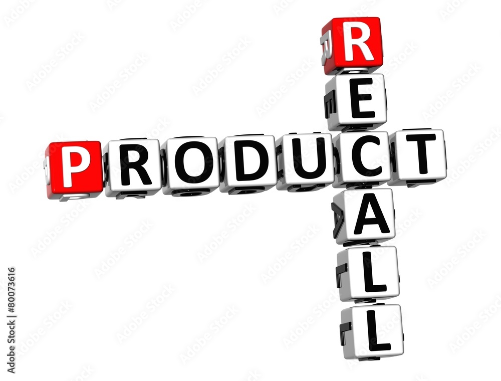 3D Crossword Product Recall on white background 3D Crossword Product Recall on white background