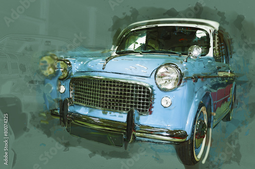 Obraz na płótnie Vintage car drawn illustration
