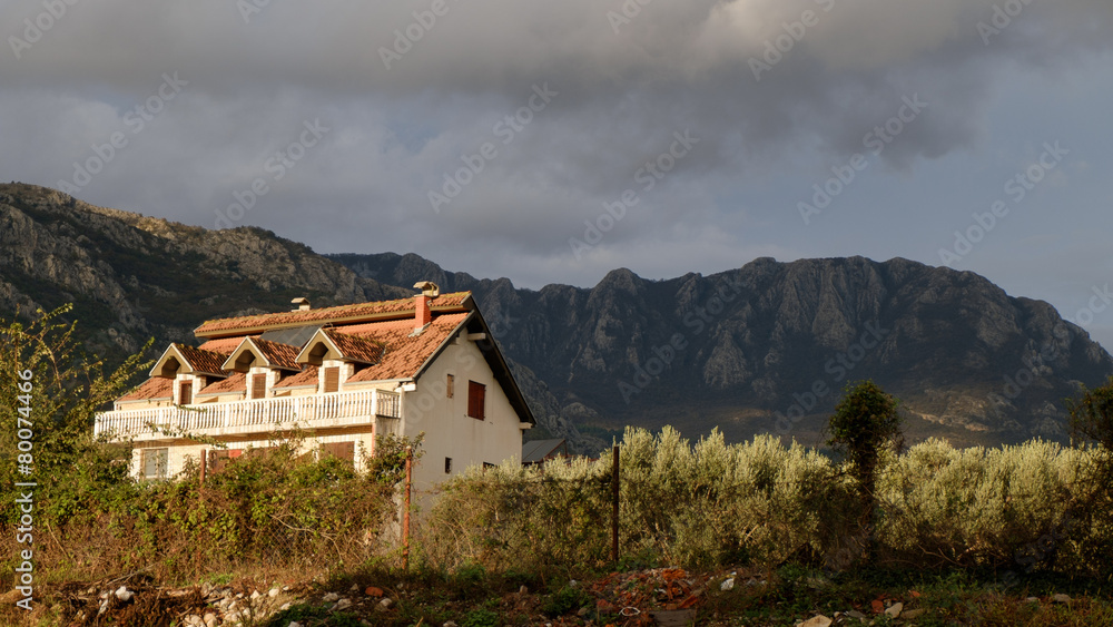 Fototapeta premium The old house with view on the mountains