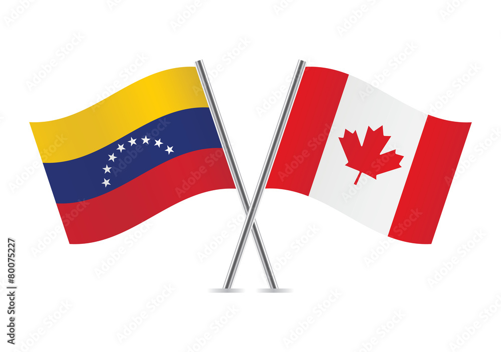 Canadian and Venezuela flags. Vector illustration. Canadian and Venezuela flags. Vector illustration.