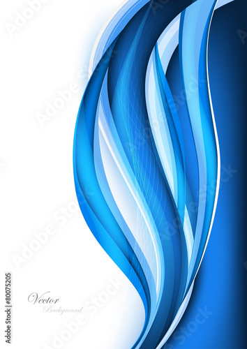Abstract blue waves - data stream concept. Vector