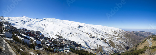 Panorama of snow mountain landscape with blue sky from Sierra Ne © juananbarros