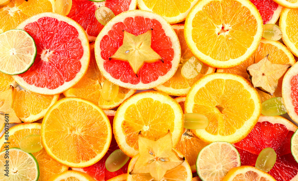 Sliced fruits background Sliced fruits background