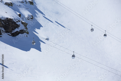 Group of cable car cabins in Sierra Nevada, Granada