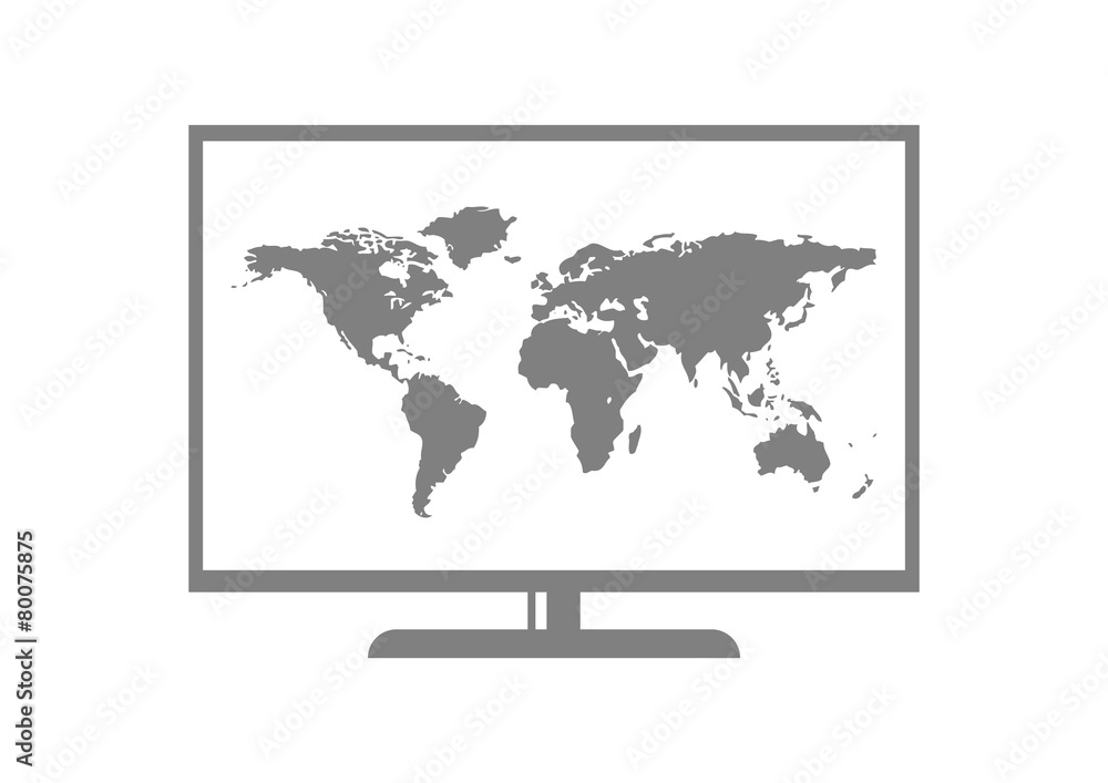Grey TV icon on white background Grey TV icon on white background