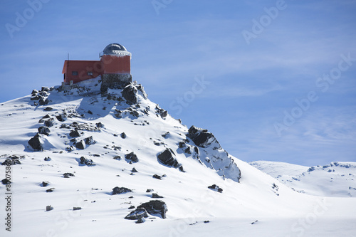 A telescope sits in an open observatory, Sierra Nevada, Granada.