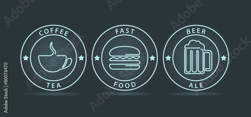 Vector set of neon outline style icons